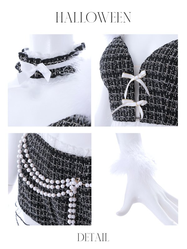 画像38: 【SALE!!】【即日発送】【ハロウィン】 ファーツイードバニーセットアップ 【コスプレ8点セット】【XS-Mサイズ/3カラー】[OF04] (38)