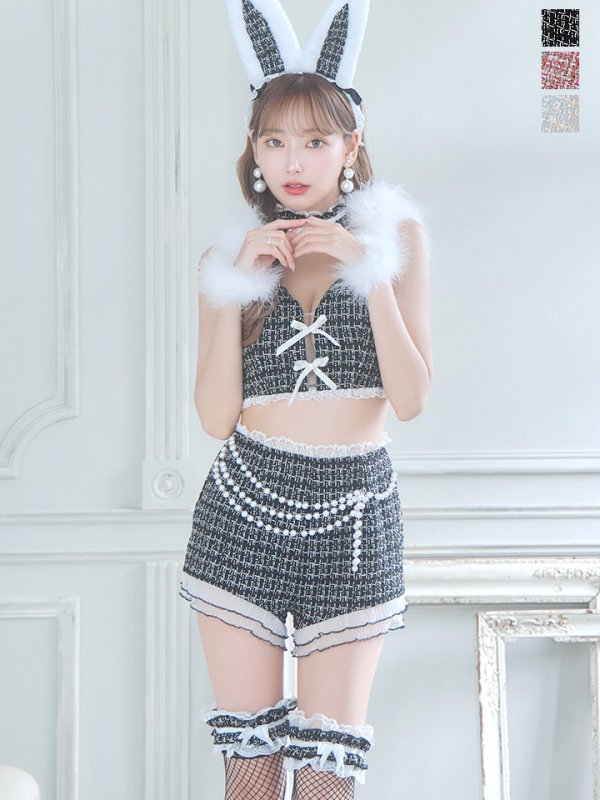 画像19: 【SALE!!】【即日発送】【ハロウィン】 ファーツイードバニーセットアップ 【コスプレ8点セット】【XS-Mサイズ/3カラー】[OF04] (19)