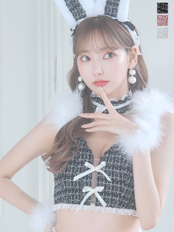 画像20: 【SALE!!】【即日発送】【ハロウィン】 ファーツイードバニーセットアップ 【コスプレ8点セット】【XS-Mサイズ/3カラー】[OF04] (20)