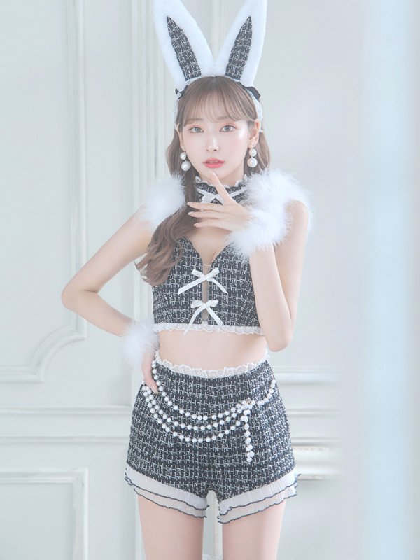 画像21: 【SALE!!】【即日発送】【ハロウィン】 ファーツイードバニーセットアップ 【コスプレ8点セット】【XS-Mサイズ/3カラー】[OF04] (21)