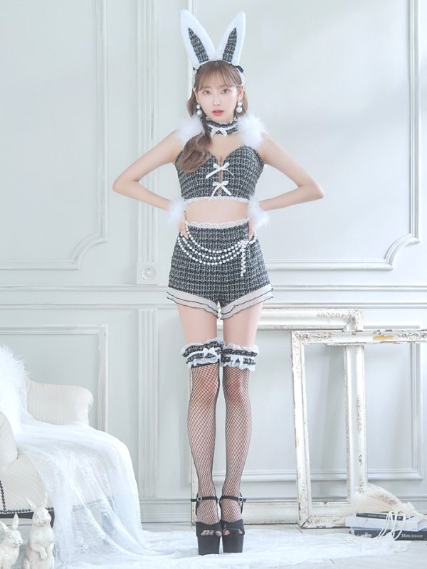 画像22: 【SALE!!】【即日発送】【ハロウィン】 ファーツイードバニーセットアップ 【コスプレ8点セット】【XS-Mサイズ/3カラー】[OF04] (22)