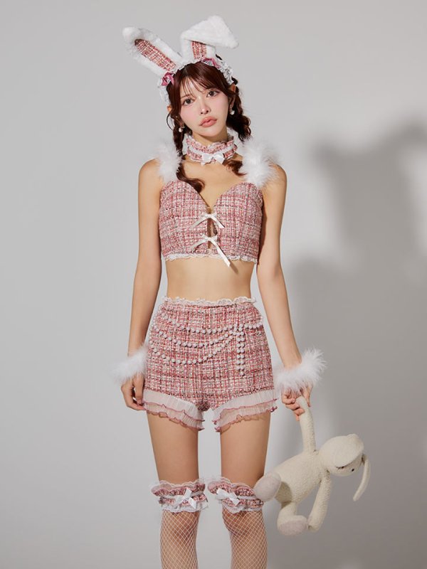 画像36: 【SALE!!】【即日発送】【ハロウィン】 ファーツイードバニーセットアップ 【コスプレ8点セット】【XS-Mサイズ/3カラー】[HC03] (36)