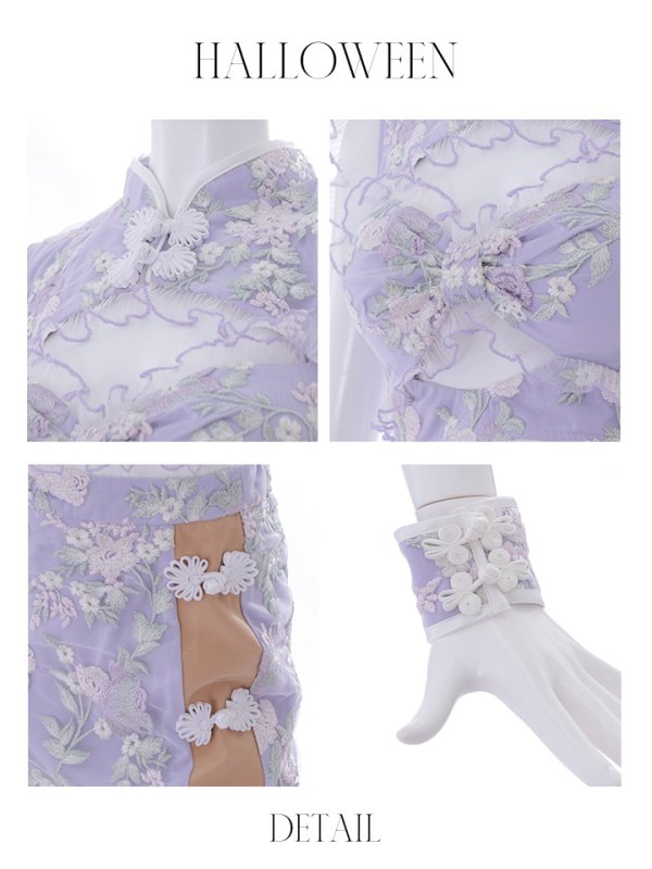 画像25: 【即日発送】【ハロウィン】リボンチャイナミニセットアップ【コスプレ4点セット】【XS-Mサイズ/3カラー】(SE01YN)[OF04] (25)