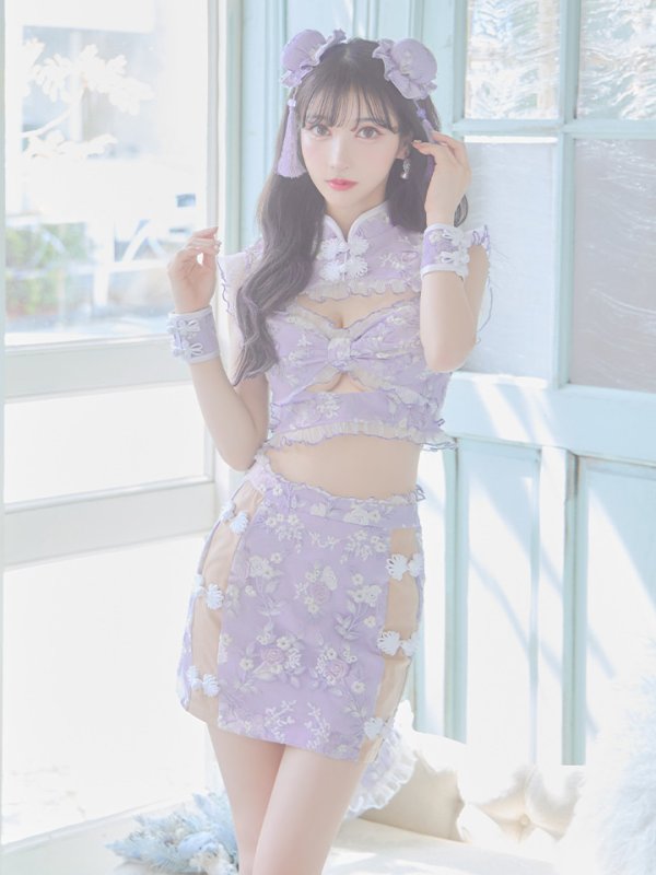 画像21: 【即日発送】【ハロウィン】リボンチャイナミニセットアップ【コスプレ4点セット】【XS-Mサイズ/3カラー】 (SE01YN)[OF04] (21)