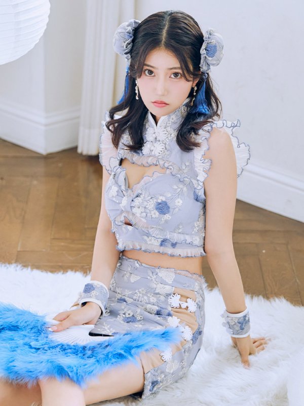 画像7: 【即日発送】【ハロウィン】リボンチャイナミニセットアップ【コスプレ4点セット】【XS-Mサイズ/3カラー】(SE01YN)[OF04] (7)