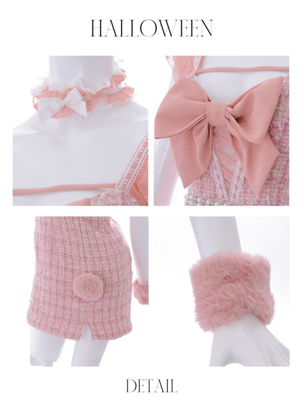 画像41: 【SALE!!】【即日発送】【ハロウィン】 ツイードバニーミニワンピ 【コスプレ6点セット】【S-Lサイズ/2カラー】[OF04] (41)
