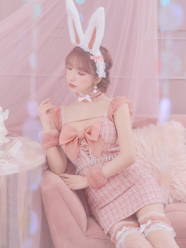 画像28: 【SALE!!】【即日発送】【ハロウィン】 ツイードバニーミニワンピ 【コスプレ6点セット】【S-Lサイズ/2カラー】[OF04] (28)