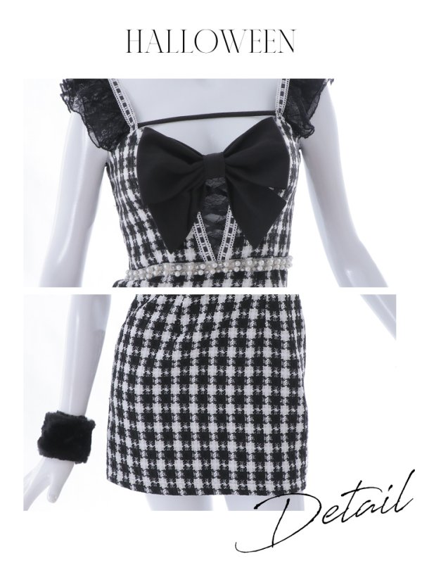 画像34: 【SALE!!】【即日発送】【ハロウィン】【LARME/ラルム掲載】 ツイードバニーミニワンピ 【コスプレ6点セット】【S-Lサイズ/2カラー】[OF04] (34)