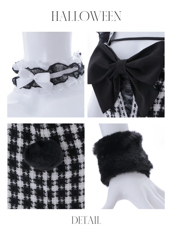 画像37: 【SALE!!】【即日発送】【ハロウィン】 ツイードバニーミニワンピ 【コスプレ6点セット】【S-Lサイズ/2カラー】[OF04] (37)
