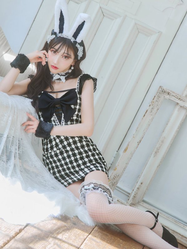 画像9: 【SALE!!】【即日発送】【ハロウィン】 ツイードバニーミニワンピ 【コスプレ6点セット】【S-Lサイズ/2カラー】[OF04] (9)