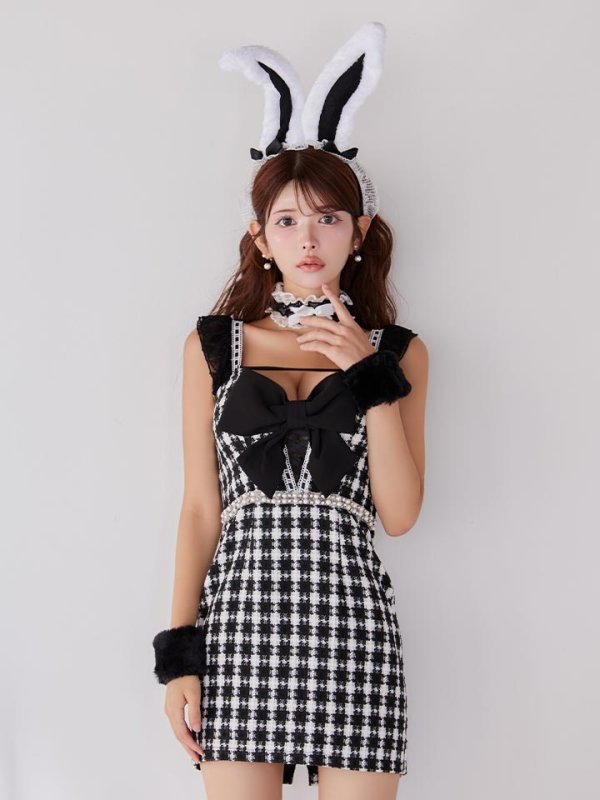 画像7: 【SALE!!】【即日発送】【ハロウィン】 ツイードバニーミニワンピ 【コスプレ6点セット】【S-Lサイズ/2カラー】[HC03] (7)