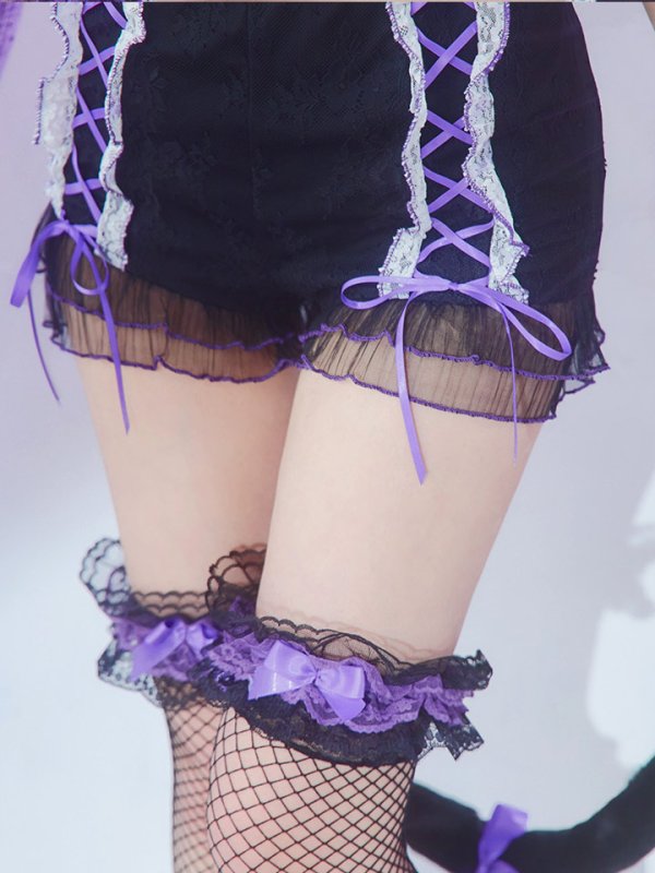 画像8: 【SALE!!】【即日発送】【ハロウィン】パールレースキャットセットアップ【コスプレ6点セット】【S-Mサイズ/2カラー】[OF01] (8)