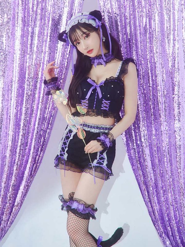 画像13: 【SALE!!】【即日発送】【ハロウィン】パールレースキャットセットアップ【コスプレ6点セット】【S-Mサイズ/2カラー】[OF01] (13)