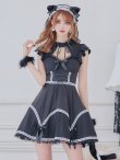 画像1: 【即日発送】【ハロウィン】 レースアップブラックキャット 【コスプレ4点セット】【S-Lサイズ/1カラー】[YMT] (1)
