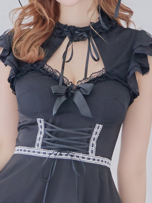 画像16: 【SALE!!】【即日発送】【ハロウィン】 レースアップブラックキャット 【コスプレ4点セット】【S-Lサイズ/1カラー】[OF04] (16)