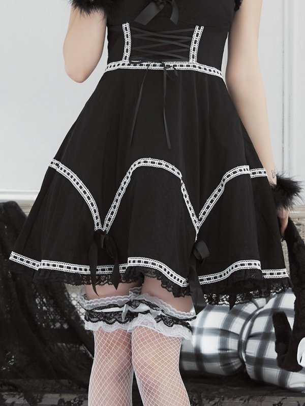 画像10: 【SALE!!】【即日発送】【ハロウィン】 レースアップブラックキャット 【コスプレ4点セット】【S-Lサイズ/1カラー】[HC03] (10)