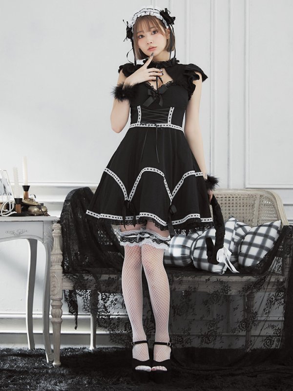 画像7: 【SALE!!】【即日発送】【ハロウィン】 レースアップブラックキャット 【コスプレ4点セット】【S-Lサイズ/1カラー】[HC03] (7)