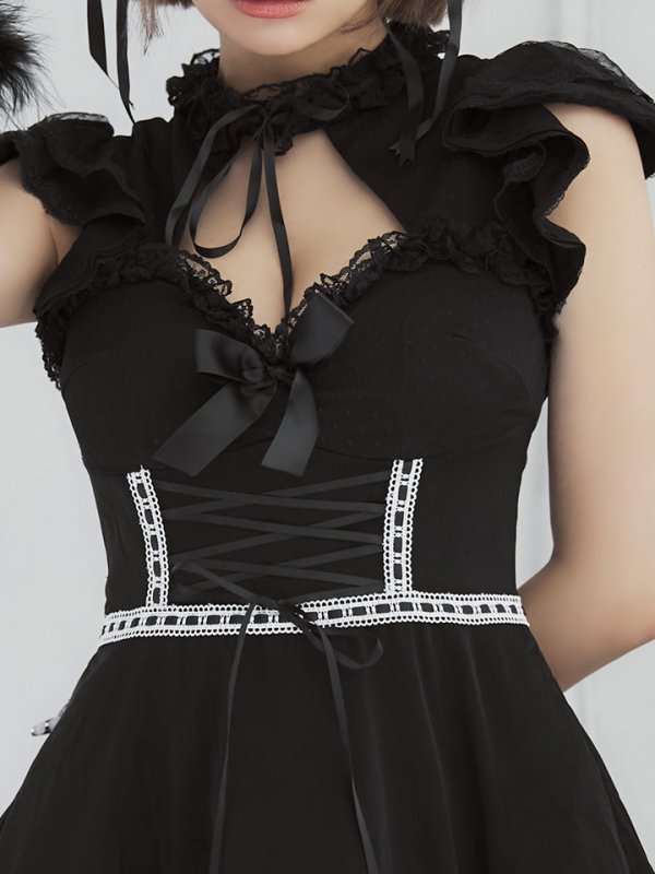 画像9: 【SALE!!】【即日発送】【ハロウィン】 レースアップブラックキャット 【コスプレ4点セット】【S-Lサイズ/1カラー】[HC03] (9)