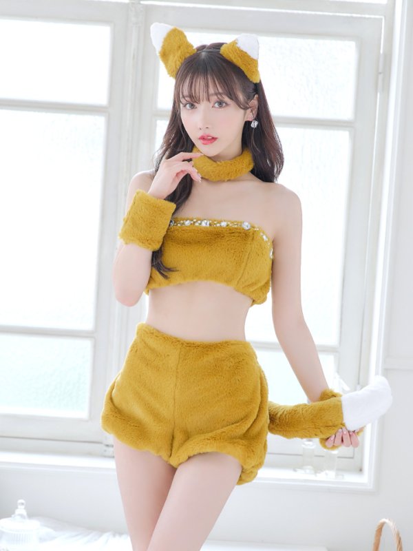 画像1: 値下げ！【即日発送】【ハロウィン】もこもこキツネ 【コスプレ6点セット】【Fサイズ/1カラー】[YMT] (1)