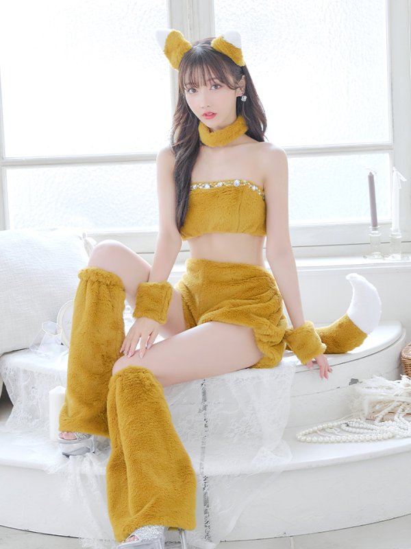 画像8: 【SALE!!】【即日発送】【ハロウィン】もこもこキツネ 【コスプレ6点セット】【Fサイズ/1カラー】[OF01] (8)