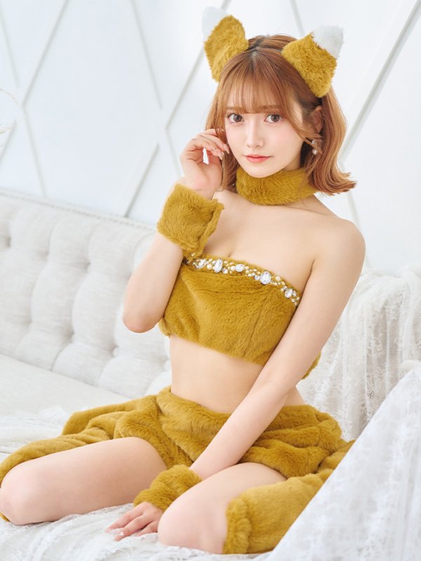 画像1: 値下げ！【即日発送】【ハロウィン】もこもこキツネ 【コスプレ6点セット】【Fサイズ/1カラー】[YMT] (1)