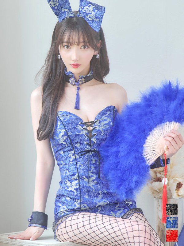 画像1: 【即日発送】【ハロウィン】チャイナバニーガール 【コスプレ6点セット】【XS-Mサイズ/3カラー】(SE01YN)[YMT] (1)
