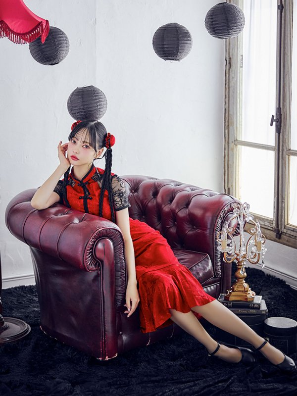 画像4: 【SALE!!】【即日発送】【ハロウィン】 マーメイドレースチャイナ 【コスプレ2点セット】【S-Lサイズ/3カラー】(SE01YN)[HC03] (4)