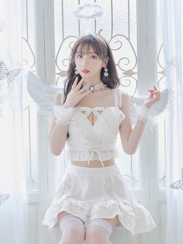 画像1: 【ハロウィン】セクシー天使セットアップ【コスプレ7点セット】【XS-Lサイズ/1カラー】[YMT-H] (1)