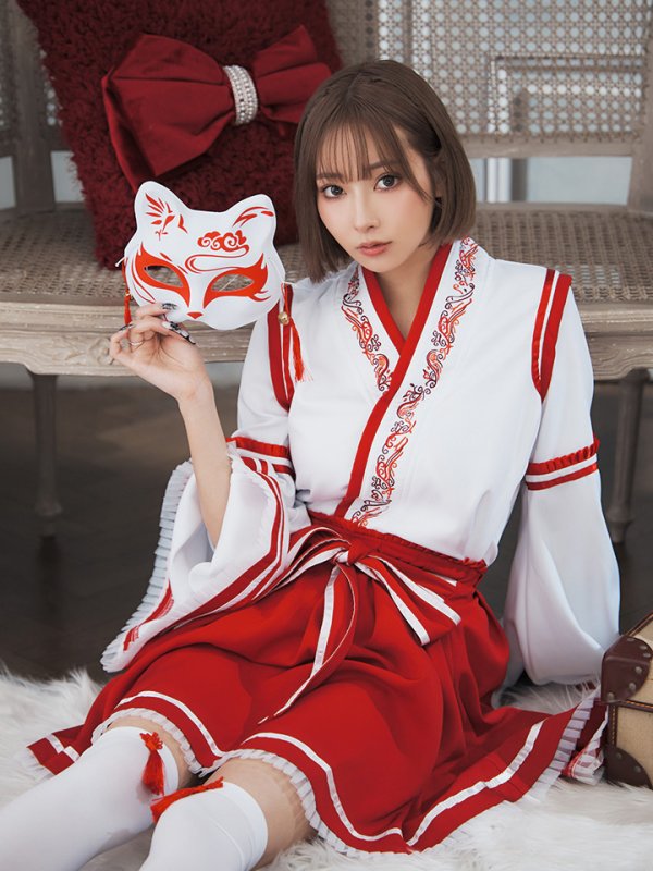 画像3: 【SALE!!】【即日発送】【ハロウィン】巫女【コスプレ4点セット】 【S-Lサイズ/1カラー】[HC03] (3)