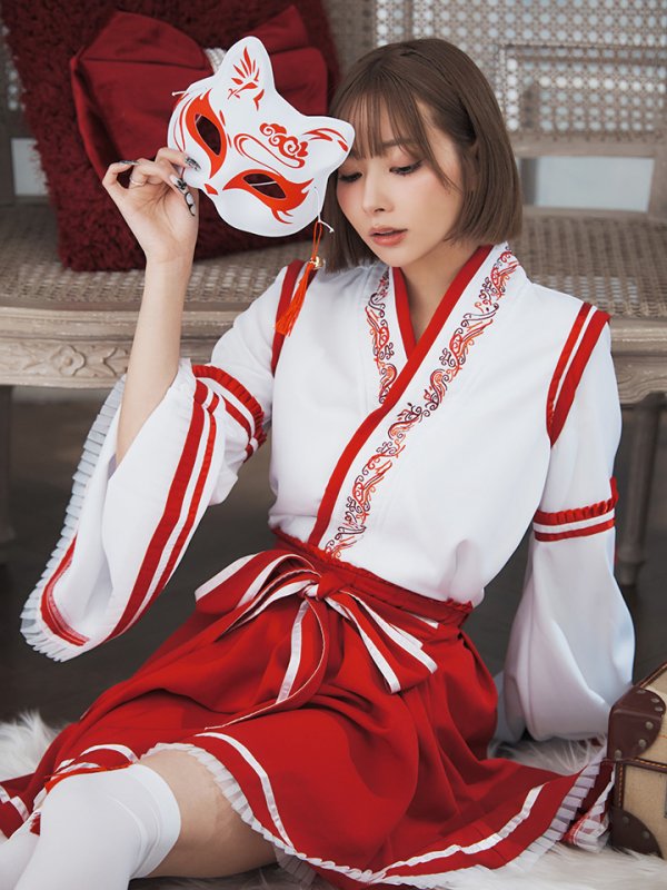 画像6: 【SALE!!】【即日発送】【ハロウィン】巫女【コスプレ4点セット】 【S-Lサイズ/1カラー】[HC03] (6)