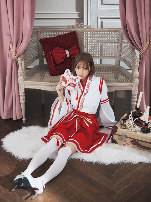 画像7: 【SALE!!】【即日発送】【ハロウィン】巫女【コスプレ4点セット】 【S-Lサイズ/1カラー】[HC03] (7)