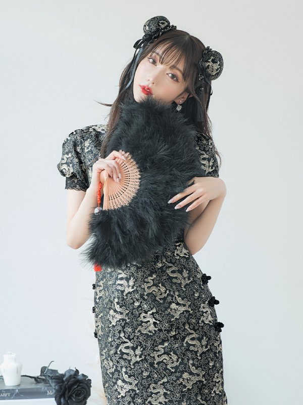 画像7: 【即日発送】【ハロウィン】 パフスリーブチャイナドレス【コスプレ2点セット】【S-XLサイズ/3カラー】(SE01YN)[HC03] (7)