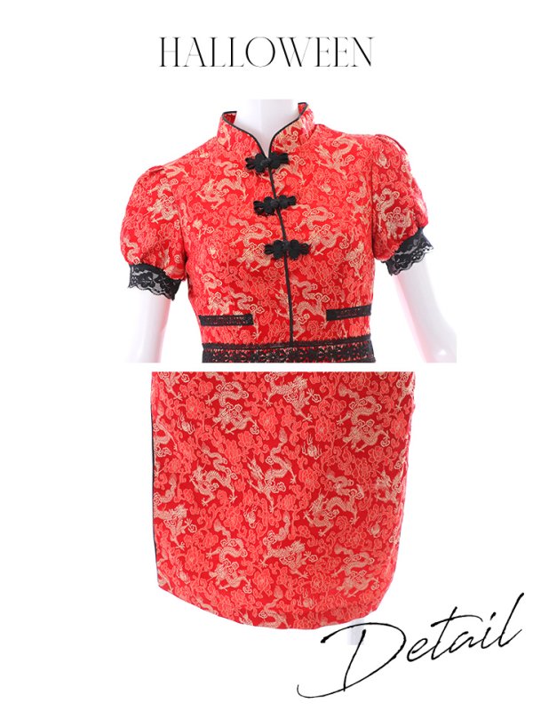 画像36: 【即日発送】【ハロウィン】 緩苺ちゃん着用 パフスリーブチャイナドレス【コスプレ2点セット】【S-Mサイズ/3カラー】(SE01YN)[HC03] (36)