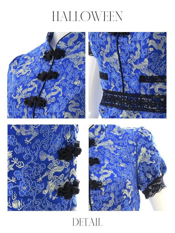 画像41: 【即日発送】【ハロウィン】 緩苺ちゃん着用 パフスリーブチャイナドレス【コスプレ2点セット】【S-Mサイズ/3カラー】(SE01YN)[HC03] (41)