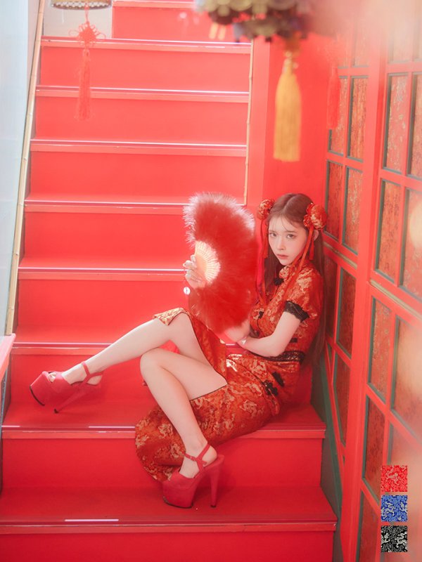 画像2: 【即日発送】【ハロウィン】 緩苺ちゃん着用 パフスリーブチャイナドレス【コスプレ2点セット】【S-Mサイズ/3カラー】(SE01YN)[HC03] (2)