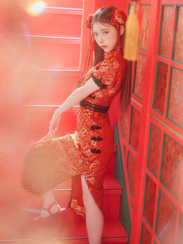 画像7: 【即日発送】【ハロウィン】 緩苺ちゃん着用 パフスリーブチャイナドレス【コスプレ2点セット】【S-Mサイズ/3カラー】(SE01YN)[HC03] (7)