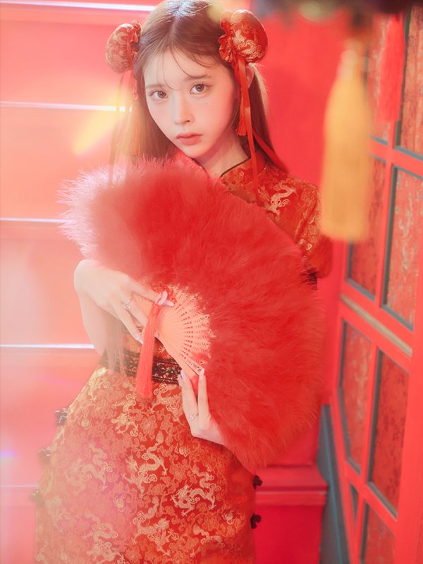 画像11: 【即日発送】【ハロウィン】 緩苺ちゃん着用 パフスリーブチャイナドレス【コスプレ2点セット】【S-Mサイズ/3カラー】(SE01YN)[HC03] (11)