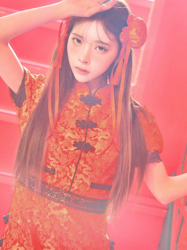 画像14: 【即日発送】【ハロウィン】 緩苺ちゃん着用 パフスリーブチャイナドレス【コスプレ2点セット】【S-Mサイズ/3カラー】(SE01YN)[HC03] (14)