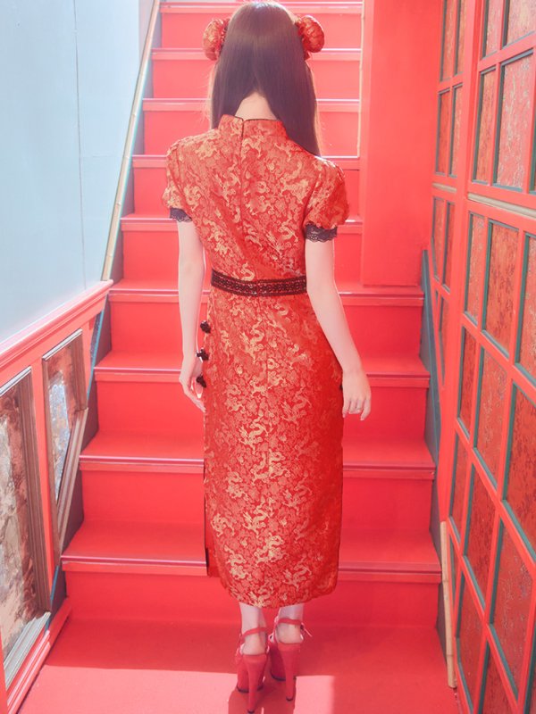 画像15: 【即日発送】【ハロウィン】 緩苺ちゃん着用 パフスリーブチャイナドレス【コスプレ2点セット】【S-Mサイズ/3カラー】(SE01YN)[HC03] (15)