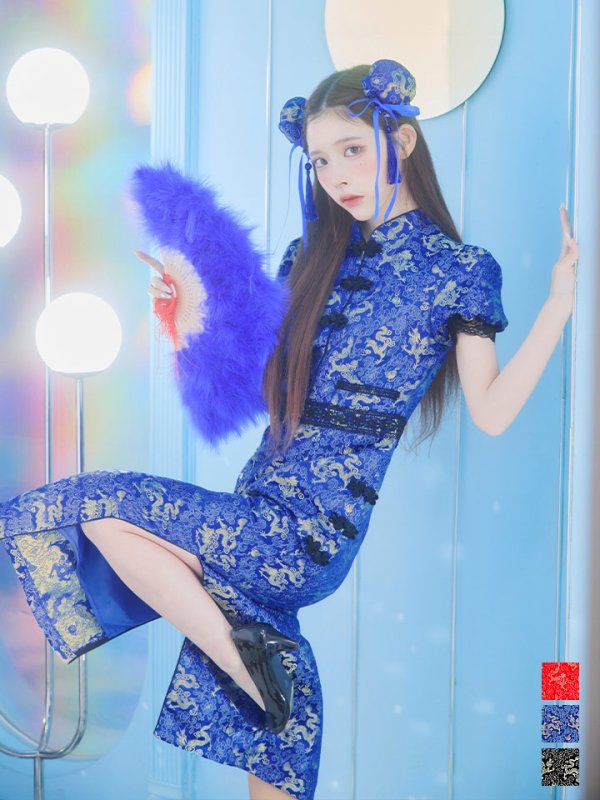 画像19: 【即日発送】【ハロウィン】 緩苺ちゃん着用 パフスリーブチャイナドレス【コスプレ2点セット】【S-Mサイズ/3カラー】(SE01YN)[HC03] (19)