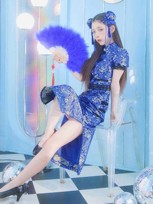 画像23: 【即日発送】【ハロウィン】 緩苺ちゃん着用 パフスリーブチャイナドレス【コスプレ2点セット】【S-Mサイズ/3カラー】(SE01YN)[HC03] (23)