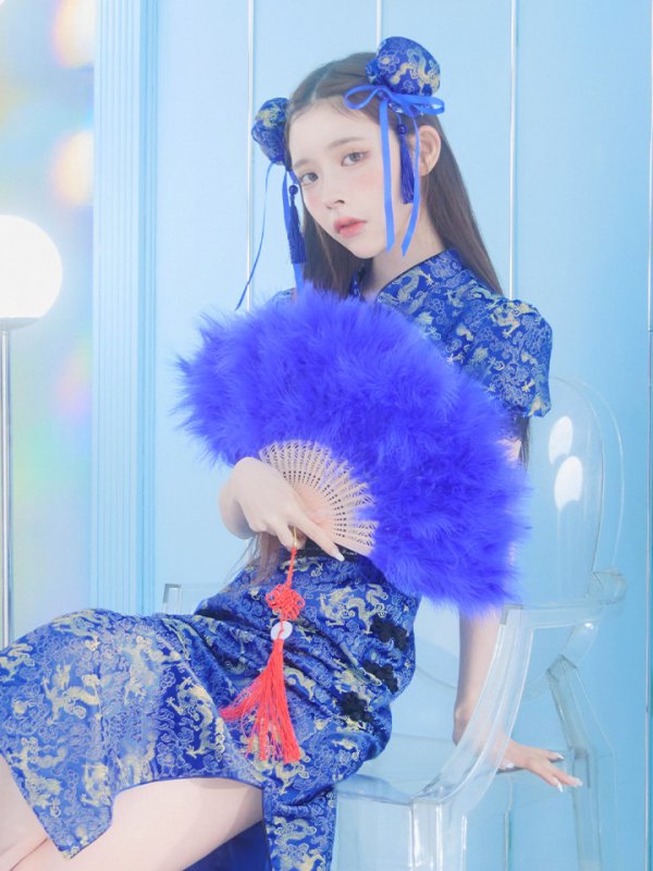 画像25: 【即日発送】【ハロウィン】 緩苺ちゃん着用 パフスリーブチャイナドレス【コスプレ2点セット】【S-Mサイズ/3カラー】(SE01YN)[HC03] (25)