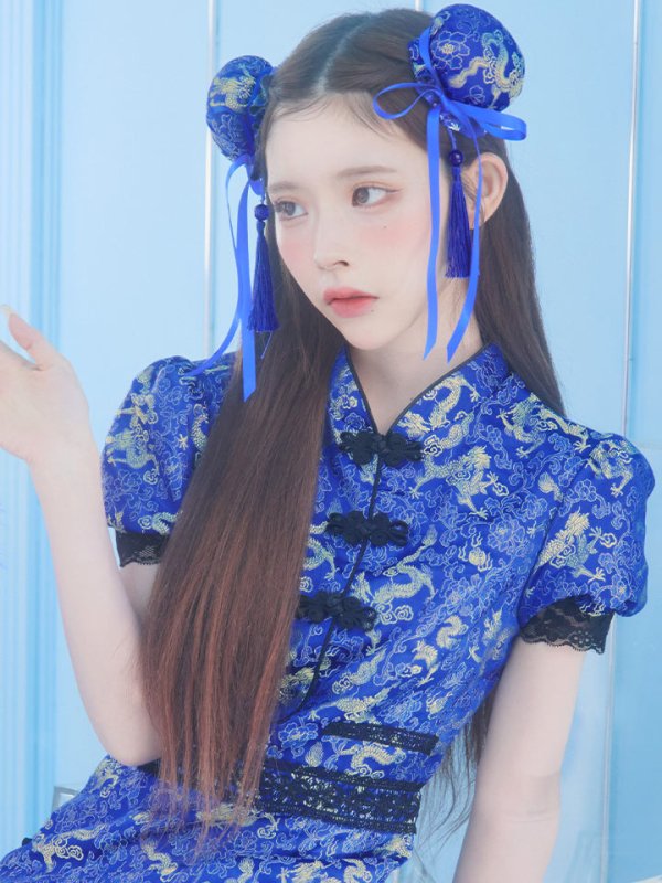 画像30: 【即日発送】【ハロウィン】 緩苺ちゃん着用 パフスリーブチャイナドレス【コスプレ2点セット】【S-Mサイズ/3カラー】(SE01YN)[HC03] (30)