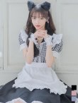 画像1: 【ハロウィン】 ギンガムチェック猫メイド【コスプレ5点セット】【S-Mサイズ/3カラー】[YMT] (1)