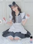画像3: 【ハロウィン】 ギンガムチェック猫メイド【コスプレ5点セット】【S-Mサイズ/3カラー】[YMT] (3)