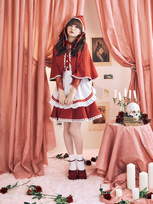 画像2: 【即日発送】【ハロウィン】【LARME/ラルム掲載】赤ずきん【コスプレ3点セット】【S-XLサイズ/1カラー】[HC03] (2)
