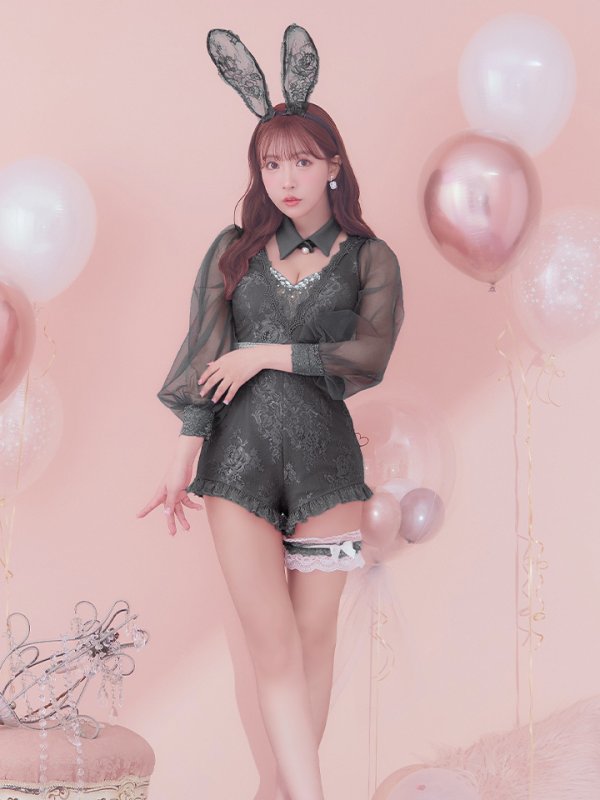 画像17: 【ハロウィン】 レースバニーオールインワン 【コスプレ5点セット】【S-Lサイズ/3カラー】[OF01] (17)