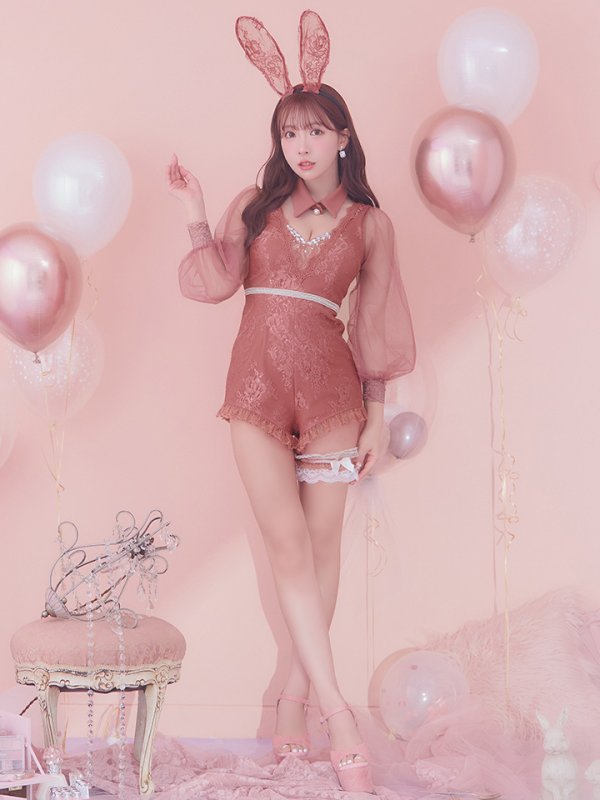 画像25: 【ハロウィン】 レースバニーオールインワン 【コスプレ5点セット】【S-Lサイズ/3カラー】[OF01] (25)