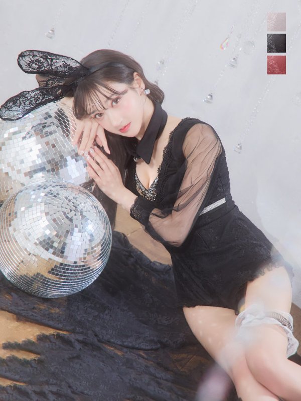 画像3: 【ハロウィン】 レースバニーオールインワン 【コスプレ5点セット】【S-Lサイズ/3カラー】[OF01] (3)