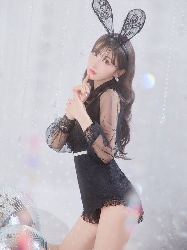 画像4: 【ハロウィン】 レースバニーオールインワン 【コスプレ5点セット】【S-Lサイズ/3カラー】[OF01] (4)